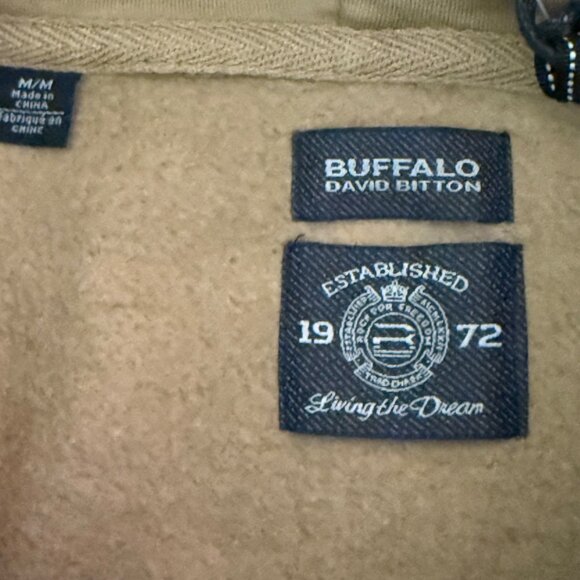NWT Buffalo David Bitton Men's Pullover Logo Beige Hoodie Sweatshirt Size Medium - Picture 10 of 12